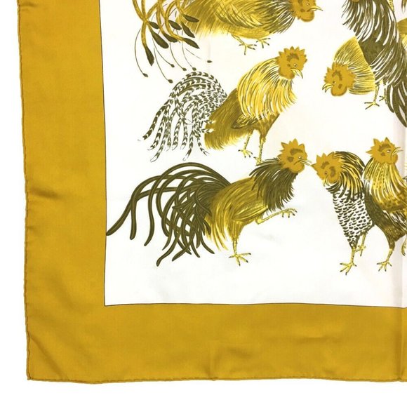 743185O Hermes Scarf Jeune Coqs Carre 90 Multicolor Silk 100% - Picture 2 of 9